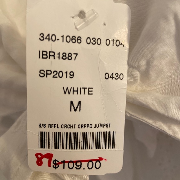 Blue Blush ruffled crocheted cropped white jumpsuit. New with tags! Beautiful - Picture 3 of 5